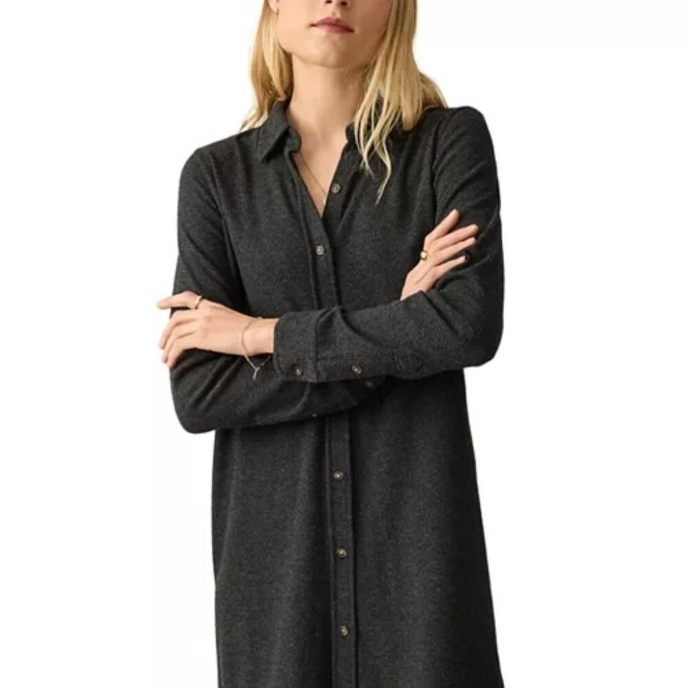 Faherty | Legend™ Sweater Dress - Heathered Black Twill Size S